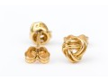18k Yellow Gold Simple Woven Knot Earrings, With 14k Clutches
