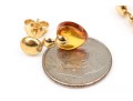 18k Yellow Gold Handsome Amber Heart Motif Drop Earrings