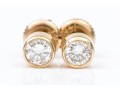14k Yellow Gold Pretty Bezel Set Diamond Stud Earrings, App. 0.42 TCW