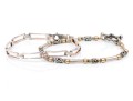 Sterling Silver Pair Of Open Link And Tube Style Bracelets