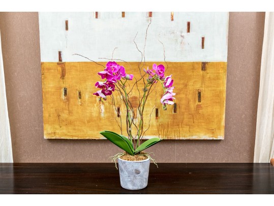 Faux Potted Purple Orchid