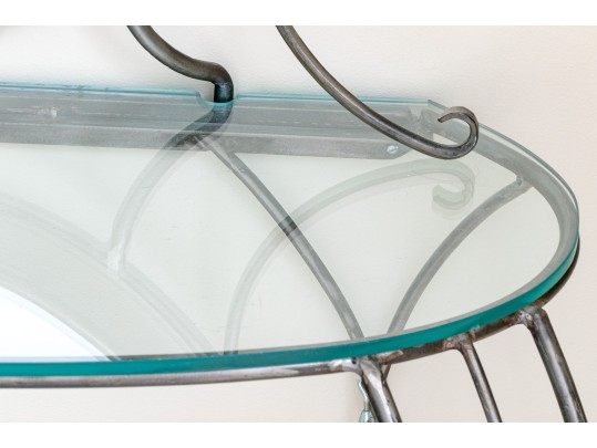 Elegant Iron Glass Top Vanity And Stool