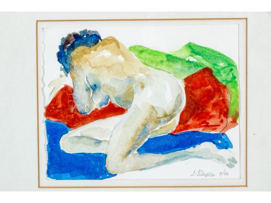 Lawrence Berger (New York, 1923-2024) Watercolor On Paper, Recumbent Nude