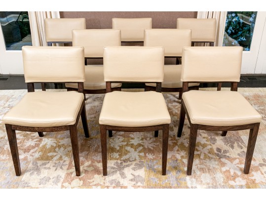 Fabulous Set Of Eight Vegan Leather Dining Chairs