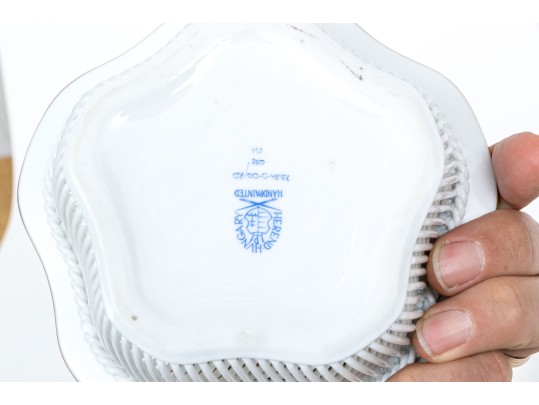 Two Herend Rothschild Pattern Table Top Items With A Leaf And Butterfly