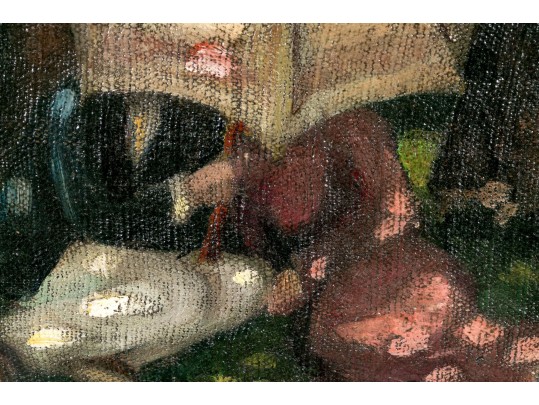 Oil On Artist Board, Under An Umbrella