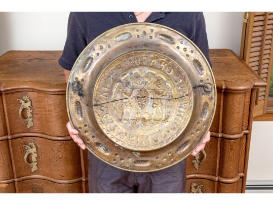 Antique Continental Brass Repose Alms Charger