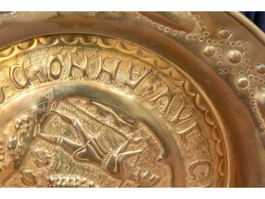 Antique Continental Brass Repose Alms Charger