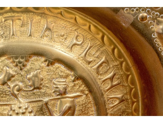 Antique Continental Brass Repose Alms Charger