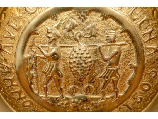 Antique Continental Brass Repose Alms Charger