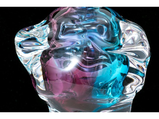 Leon Applebaum Stunning Art Glass Perfume Bottle, Blue And Purple Tones
