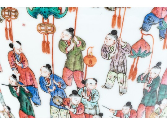 Chinese Famille Rose Enameled Porcelain Baluster Vase, Procession Motif