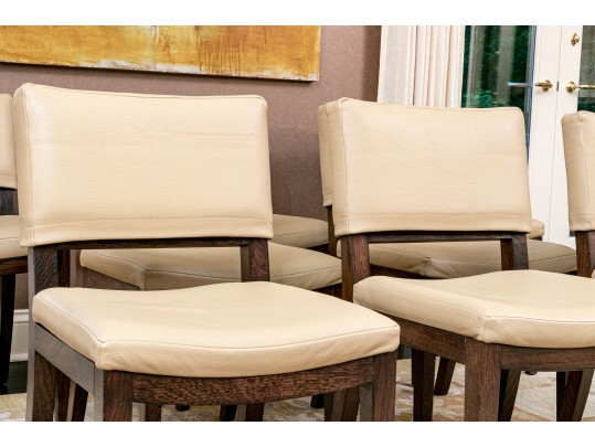 Fabulous Set Of Eight Vegan Leather Dining Chairs