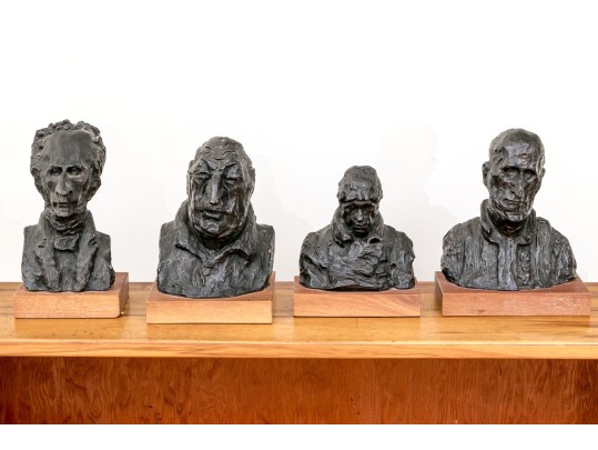 After Daumier, Set Of Four Bronzed Finished Figural Busts
