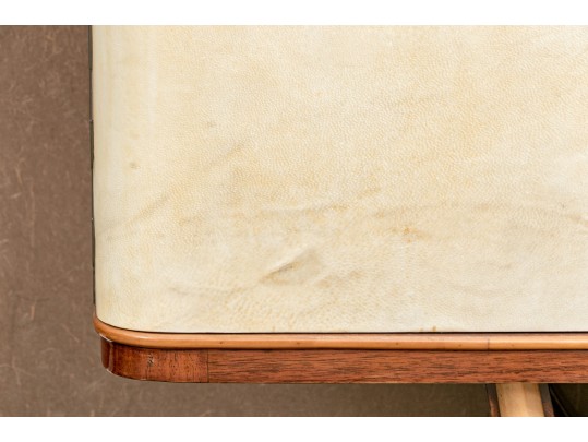 1940s Art Deco Midcentury Italian Walnut Burl And Leather Dry Bar Cabinet