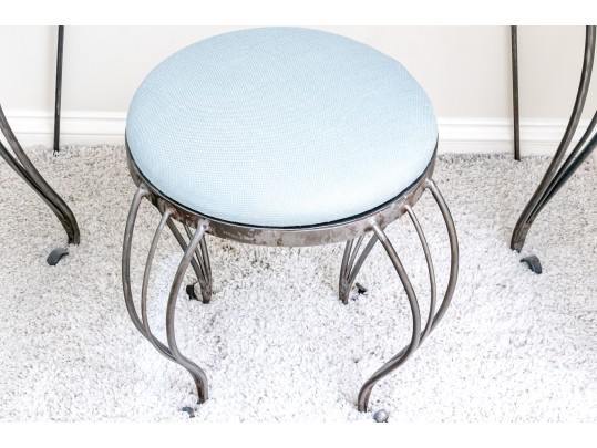 Elegant Iron Glass Top Vanity And Stool