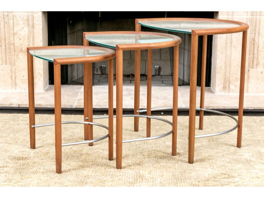 Calligaris Italian Nesting Tables In Beech Wood