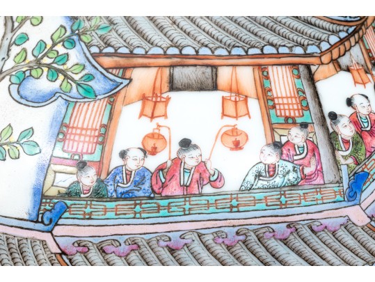 Chinese Famille Rose Enameled Porcelain Baluster Vase, Procession Motif