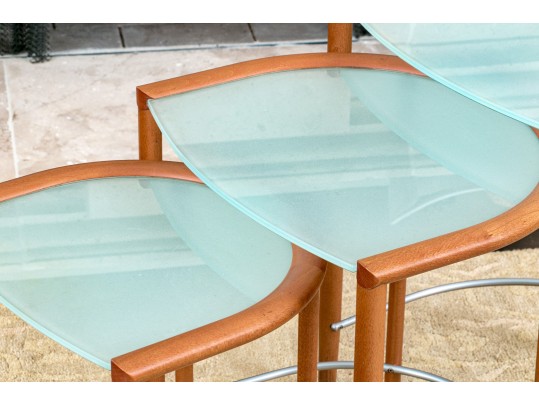 Calligaris Italian Nesting Tables In Beech Wood