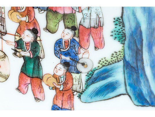 Chinese Famille Rose Enameled Porcelain Baluster Vase, Procession Motif