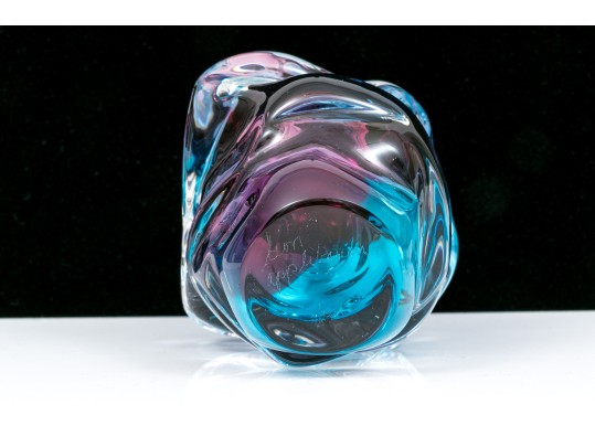 Leon Applebaum Stunning Art Glass Perfume Bottle, Blue And Purple Tones