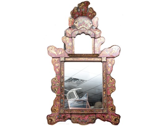 Vintage Hand Painted Glass Mirror