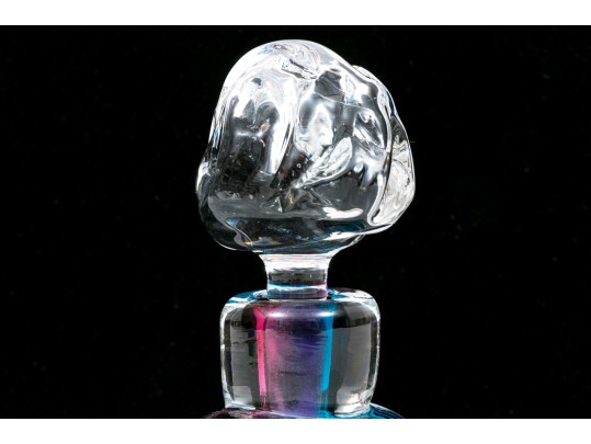 Leon Applebaum Stunning Art Glass Perfume Bottle, Blue And Purple Tones