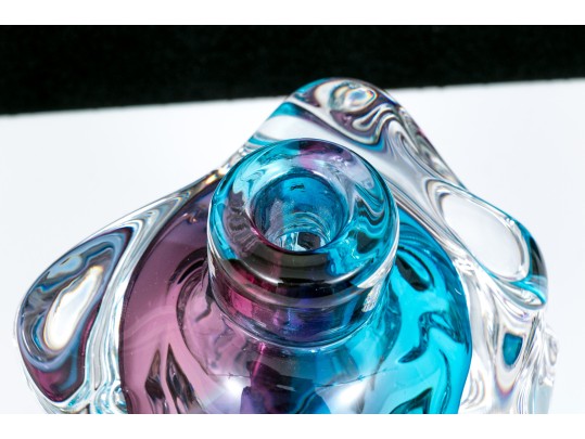 Leon Applebaum Stunning Art Glass Perfume Bottle, Blue And Purple Tones