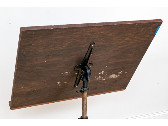 Vintage Adjustable Drafting Table With Cast Iron Base