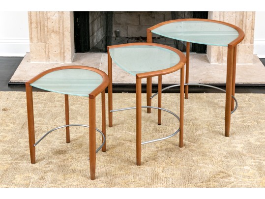 Calligaris Italian Nesting Tables In Beech Wood