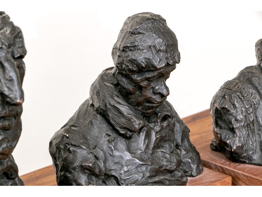 After Daumier, Set Of Four Bronzed Finished Figural Busts