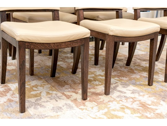 Fabulous Set Of Eight Vegan Leather Dining Chairs