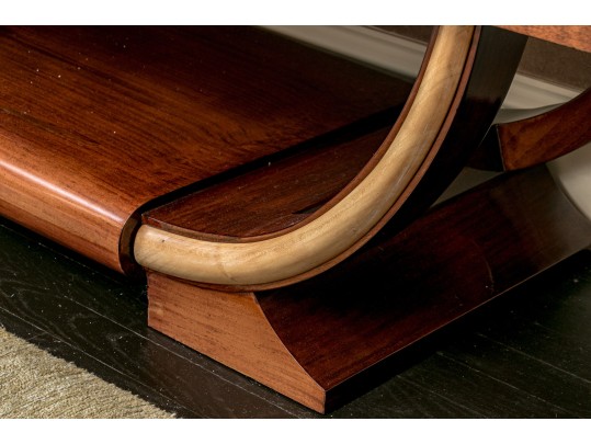 1940s Art Deco Midcentury Italian Walnut Burl And Leather Dry Bar Cabinet