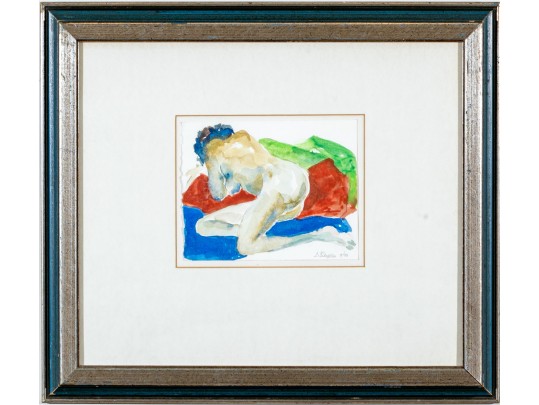 Lawrence Berger (New York, 1923-2024) Watercolor On Paper, Recumbent Nude