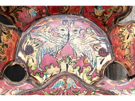 Vintage Hand Painted Glass Mirror