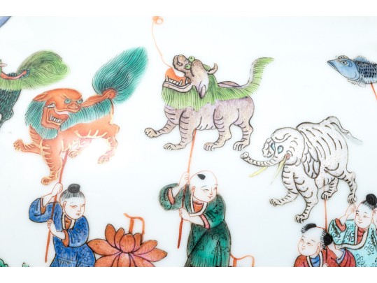 Chinese Famille Rose Enameled Porcelain Baluster Vase, Procession Motif