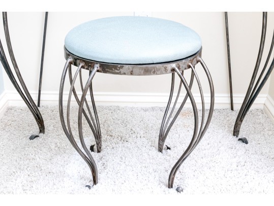 Elegant Iron Glass Top Vanity And Stool
