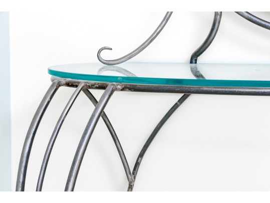 Elegant Iron Glass Top Vanity And Stool