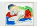 Lawrence Berger (New York, 1923-2024) Watercolor On Paper, Recumbent Nude