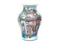 Chinese Famille Rose Enameled Porcelain Baluster Vase, Procession Motif