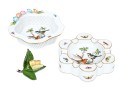 Two Herend Rothschild Pattern Table Top Items With A Leaf And Butterfly