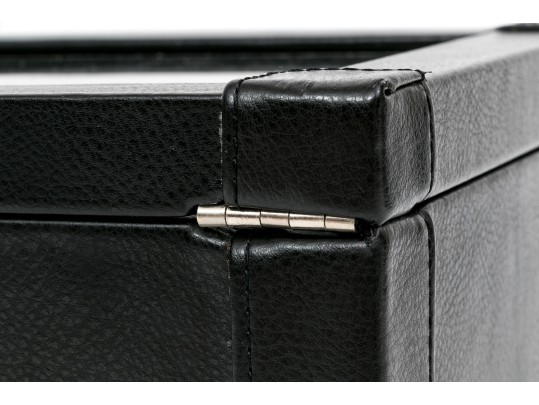 Striking Black Leather And Velour Jewelry Chest For Cufflinks, Rings Or Earrings