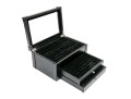 Striking Black Leather And Velour Jewelry Chest For Cufflinks, Rings Or Earrings