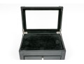 Striking Black Leather And Velour Jewelry Chest For Cufflinks, Rings Or Earrings