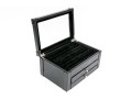 Striking Black Leather And Velour Jewelry Chest For Cufflinks, Rings Or Earrings