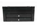 Striking Black Leather And Velour Jewelry Chest For Cufflinks, Rings Or Earrings