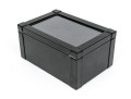Striking Black Leather And Velour Jewelry Chest For Cufflinks, Rings Or Earrings
