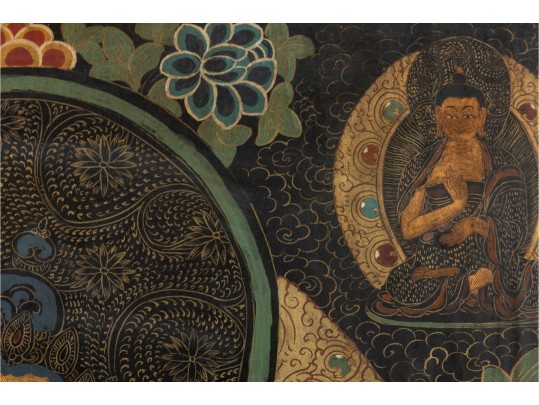 Tibetan Thankga Textile Painting Of Manjusri 