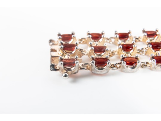 Gold Plated Sterling Silver 57 Garnet Bracelet 