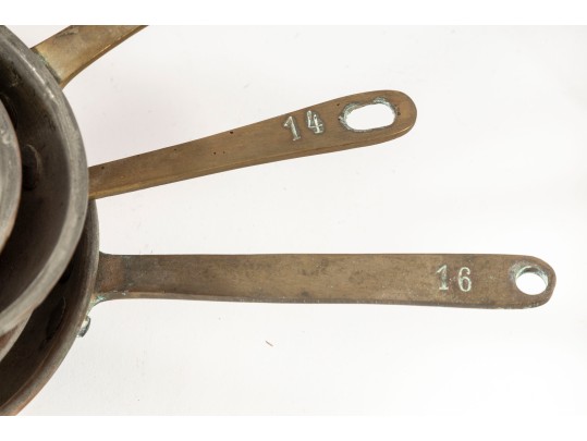 Vintage Copper Pan Set With Overhead Pan Hanger (Hooks Included)